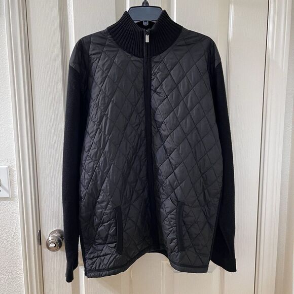 Codice Black Quilted Sweater Jacket Full Zip Men's Size 56 - Picture 1 of 11